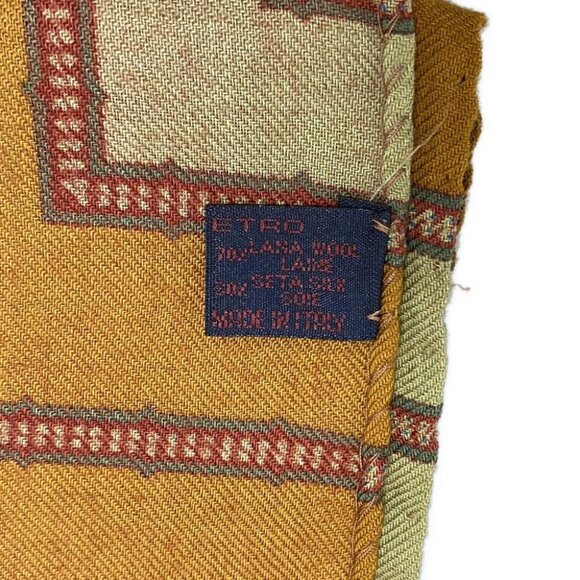 Auth ETRO - Light Brown Red Brown Multi Wool Silk Scarf - Picture 4 of 4